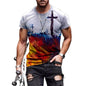 New Men's Casual Cross Faith Printed T-Shirt Street Hipster Fashion 3D Printed Short Sleeve T-Shirt - 7DAY'S