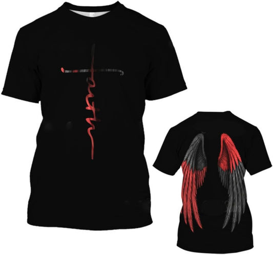 New Men's T-Shirts Interesting Angel Wings 3D Printed Casual Short - Sleeved T-Shirts - 7DAY'S
