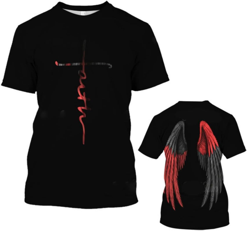 New Men's T-Shirts Interesting Angel Wings 3D Printed Casual Short - Sleeved T-Shirts - 7DAY'S
