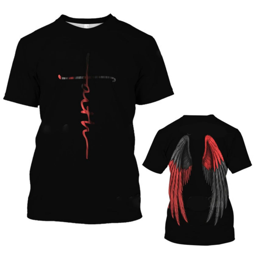 New Men's T-Shirts Interesting Angel Wings 3D Printed Casual Short - Sleeved T-Shirts - 7DAY'S