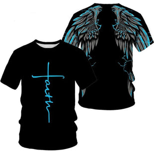 New Men's T-Shirts Interesting Angel Wings 3D Printed Casual Short - Sleeved T-Shirts - 7DAY'S