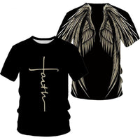 New Men's T-Shirts Interesting Angel Wings 3D Printed Casual Short - Sleeved T-Shirts - 7DAY'S