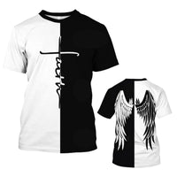 New Men's T-Shirts Interesting Angel Wings 3D Printed Casual Short - Sleeved T-Shirts - 7DAY'S