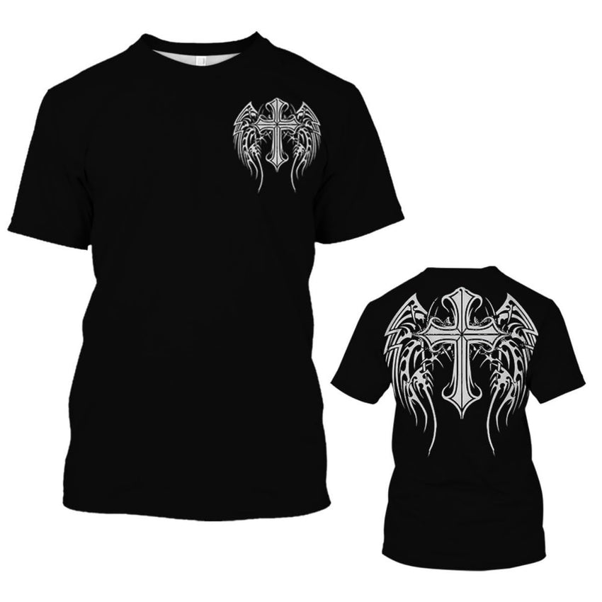New Men's T-Shirts Interesting Angel Wings 3D Printed Casual Short - Sleeved T-Shirts - 7DAY'S