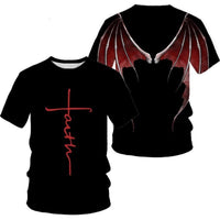 New Men's T-Shirts Interesting Angel Wings 3D Printed Casual Short - Sleeved T-Shirts - 7DAY'S