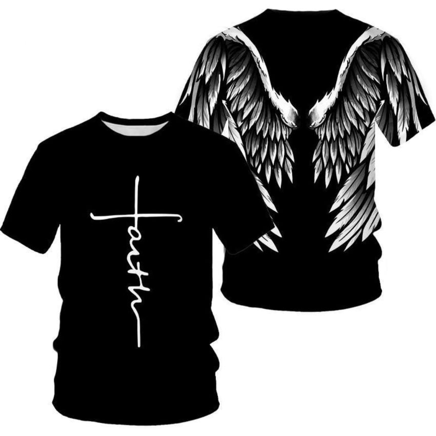 New Men's T-Shirts Interesting Angel Wings 3D Printed Casual Short - Sleeved T-Shirts - 7DAY'S