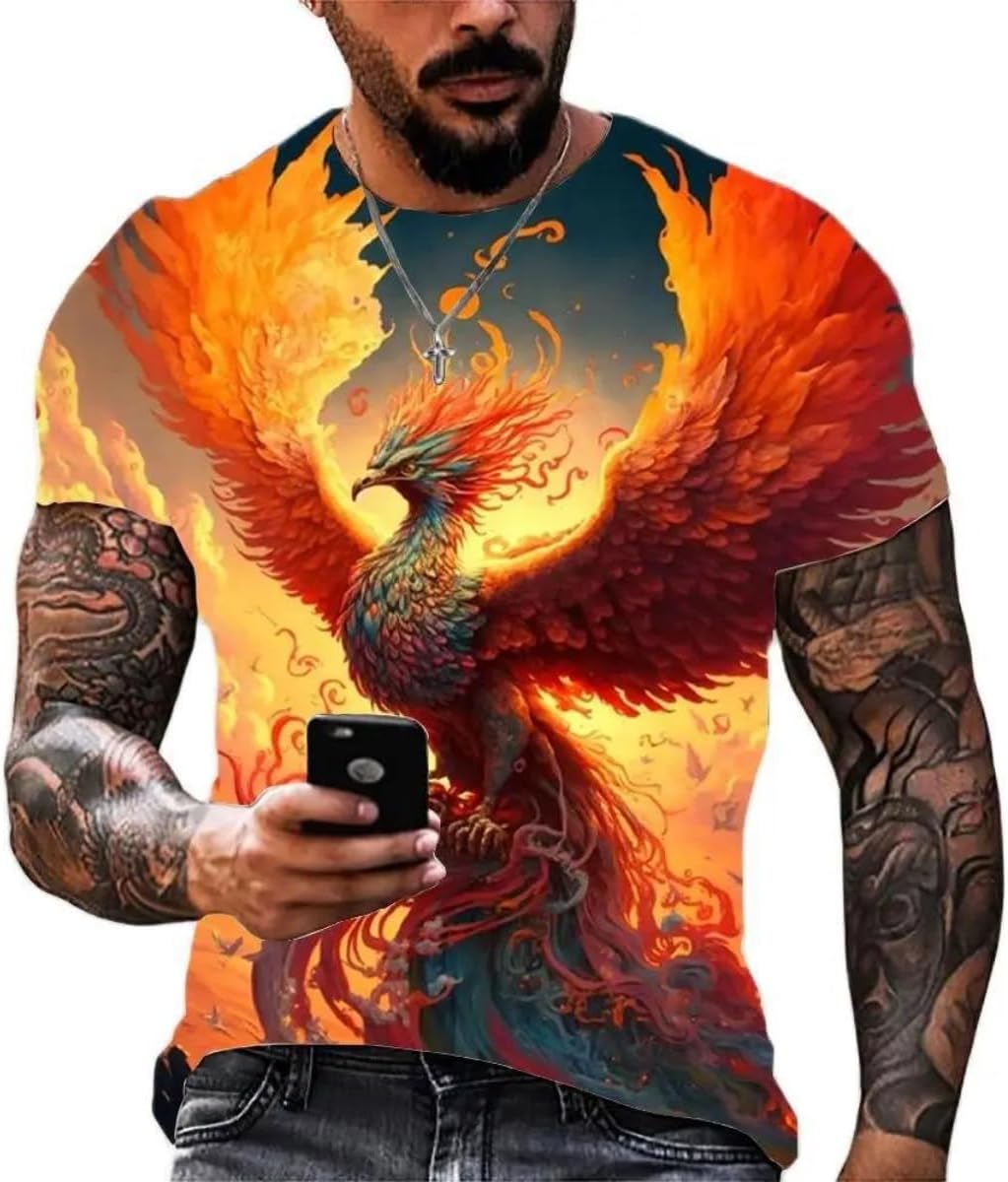 New Phoenix 3D Printing Men's Casual Short - Sleeved T-Shirt - 7DAY'S
