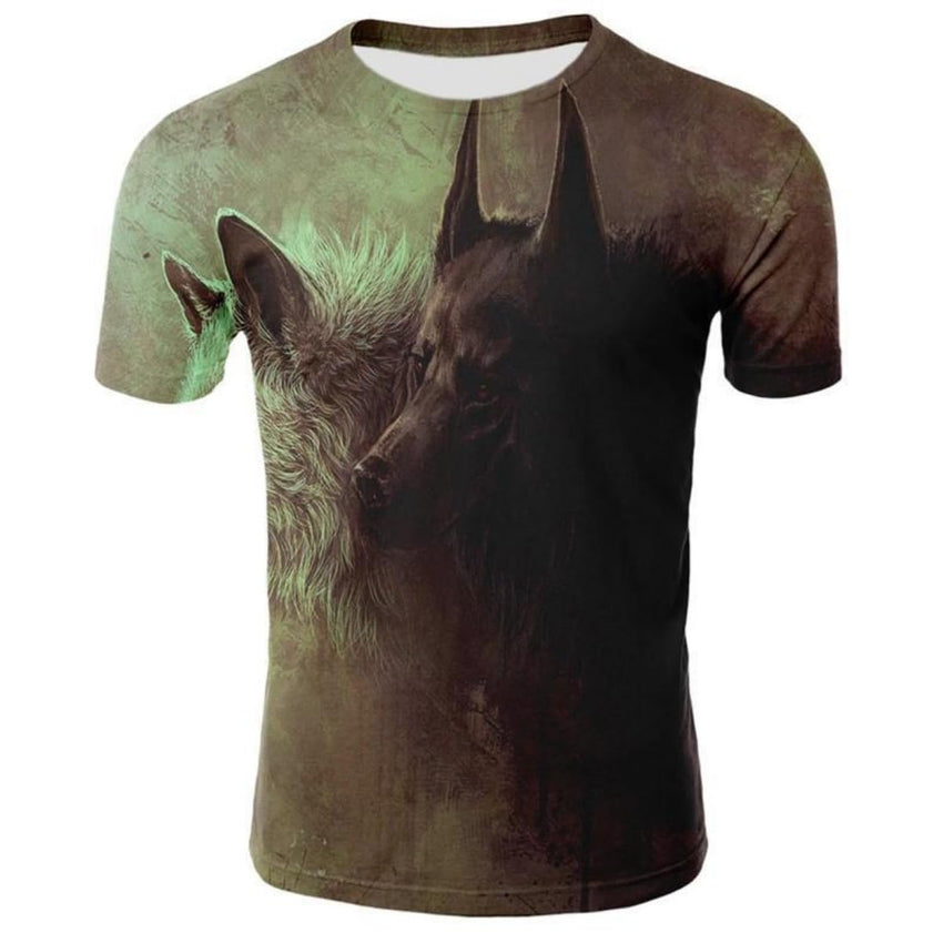 New T-Shirt with Short Sleeves for Men and Women in Summer with 3D Printed Wolf Pattern for Men. - 7DAY'S