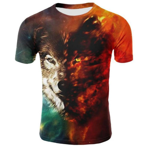 New T-Shirt with Short Sleeves for Men and Women in Summer with 3D Printed Wolf Pattern for Men. - 7DAY'S