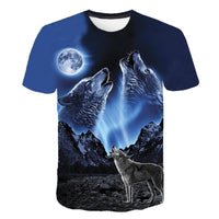 New T-Shirt with Short Sleeves for Men and Women in Summer with 3D Printed Wolf Pattern for Men. - 7DAY'S