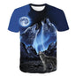 New T-Shirt with Short Sleeves for Men and Women in Summer with 3D Printed Wolf Pattern for Men. - 7DAY'S