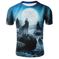 New T-Shirt with Short Sleeves for Men and Women in Summer with 3D Printed Wolf Pattern for Men. - 7DAY'S