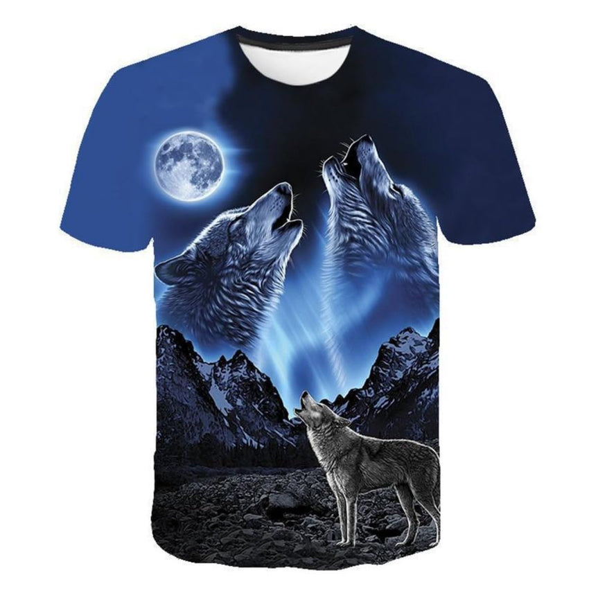 New T-Shirt with Short Sleeves for Men and Women in Summer with 3D Printed Wolf Pattern for Men. - 7DAY'S