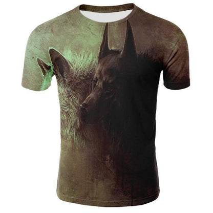 New T-Shirt with Short Sleeves for Men and Women in Summer with 3D Printed Wolf Pattern for Men. - 7DAY'S