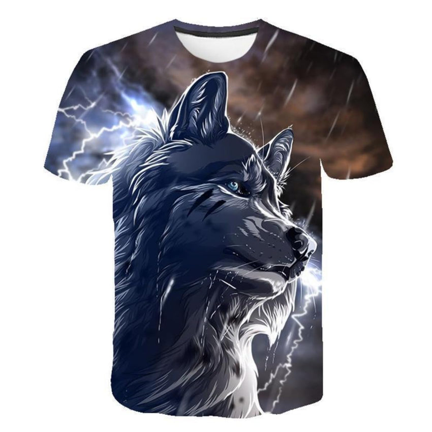 New T-Shirt with Short Sleeves for Men and Women in Summer with 3D Printed Wolf Pattern for Men. - 7DAY'S