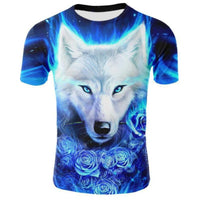 New T-Shirt with Short Sleeves for Men and Women in Summer with 3D Printed Wolf Pattern for Men. - 7DAY'S