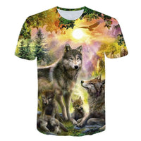 New T-Shirt with Short Sleeves for Men and Women in Summer with 3D Printed Wolf Pattern for Men. - 7DAY'S