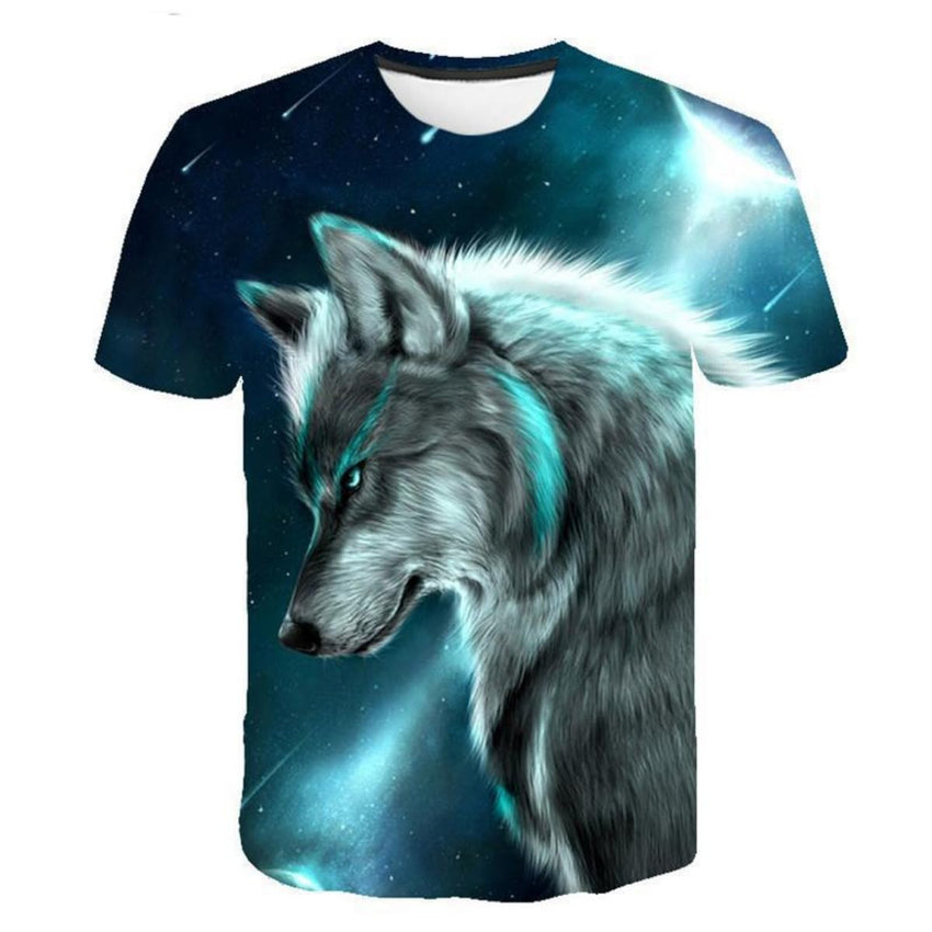 New T-Shirt with Short Sleeves for Men and Women in Summer with 3D Printed Wolf Pattern for Men. - 7DAY'S