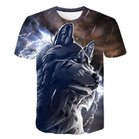 New T-Shirt with Short Sleeves for Men and Women in Summer with 3D Printed Wolf Pattern for Men. - 7DAY'S
