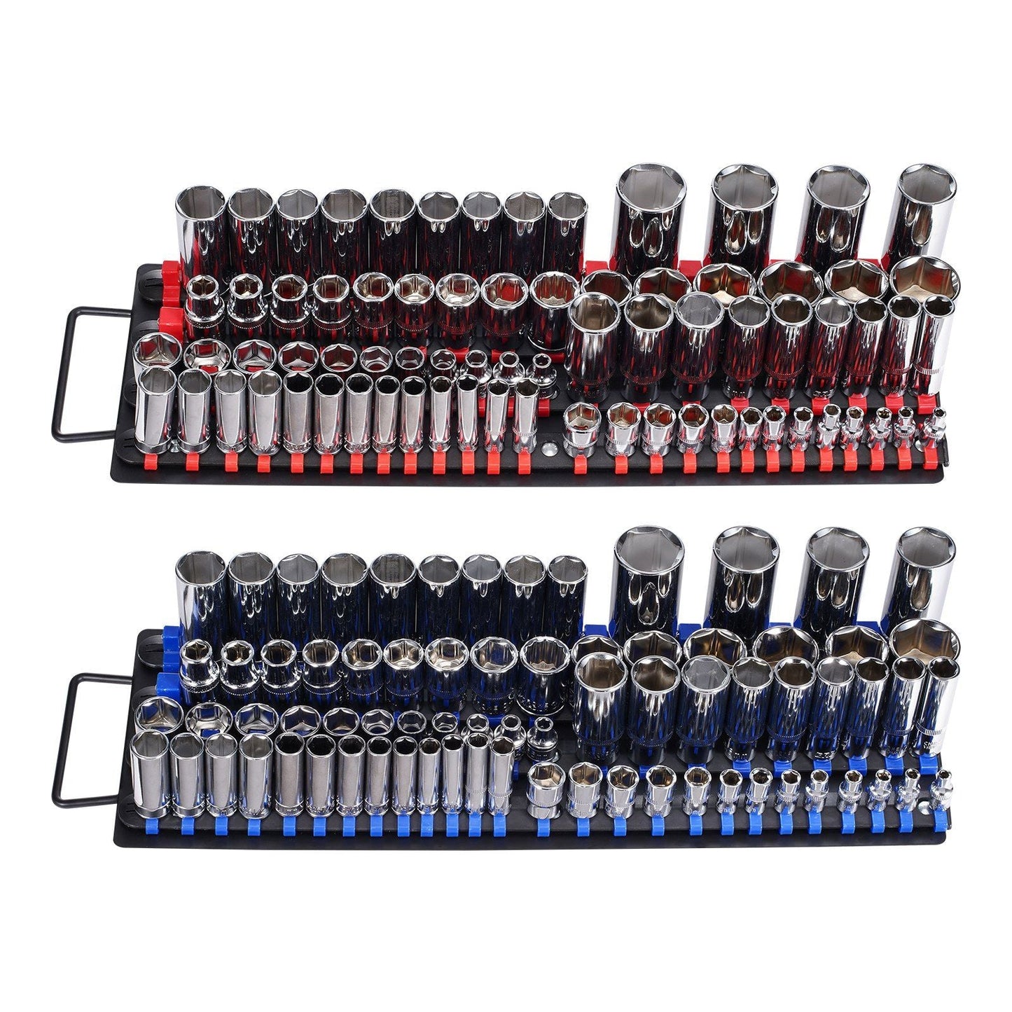 Newly Upgraded! Portable Socket Organizer Set 2PCS 160 Clips Steel Socket Tray Metric/SAE - 7DAY'S