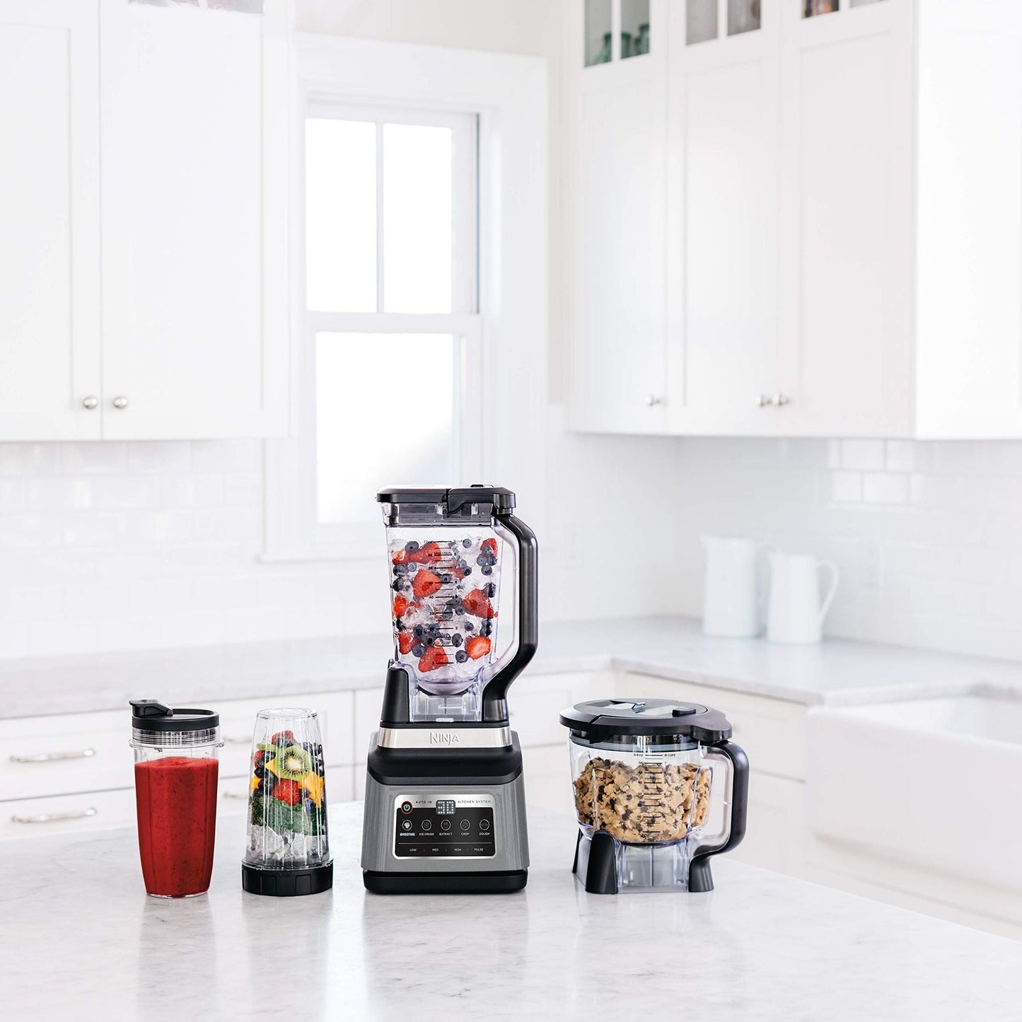 Ninja BN801 Professional Plus Kitchen System, 1400 WP, 5 Functions for Smoothies, Chopping, Dough & More with Auto IQ, 72 - oz.* Blender Pitcher, 64 - oz. Processor Bowl, (2) 24 - oz. To - Go Cups, Grey - 7DAY'S