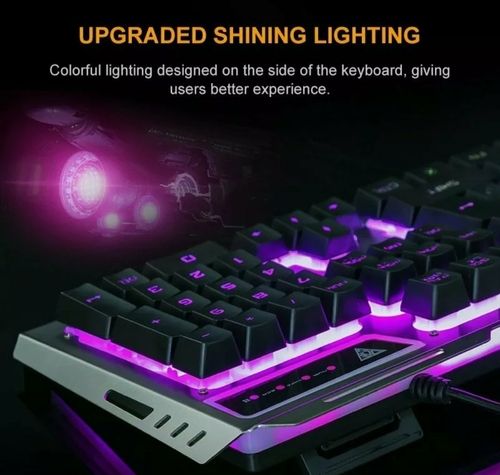 Ninja Dragon Metallic Silver Mechanical Gaming Keyboard and Mouse Set - 7DAY'S