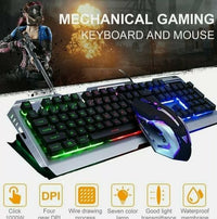 Ninja Dragon Metallic Silver Mechanical Gaming Keyboard and Mouse Set - 7DAY'S