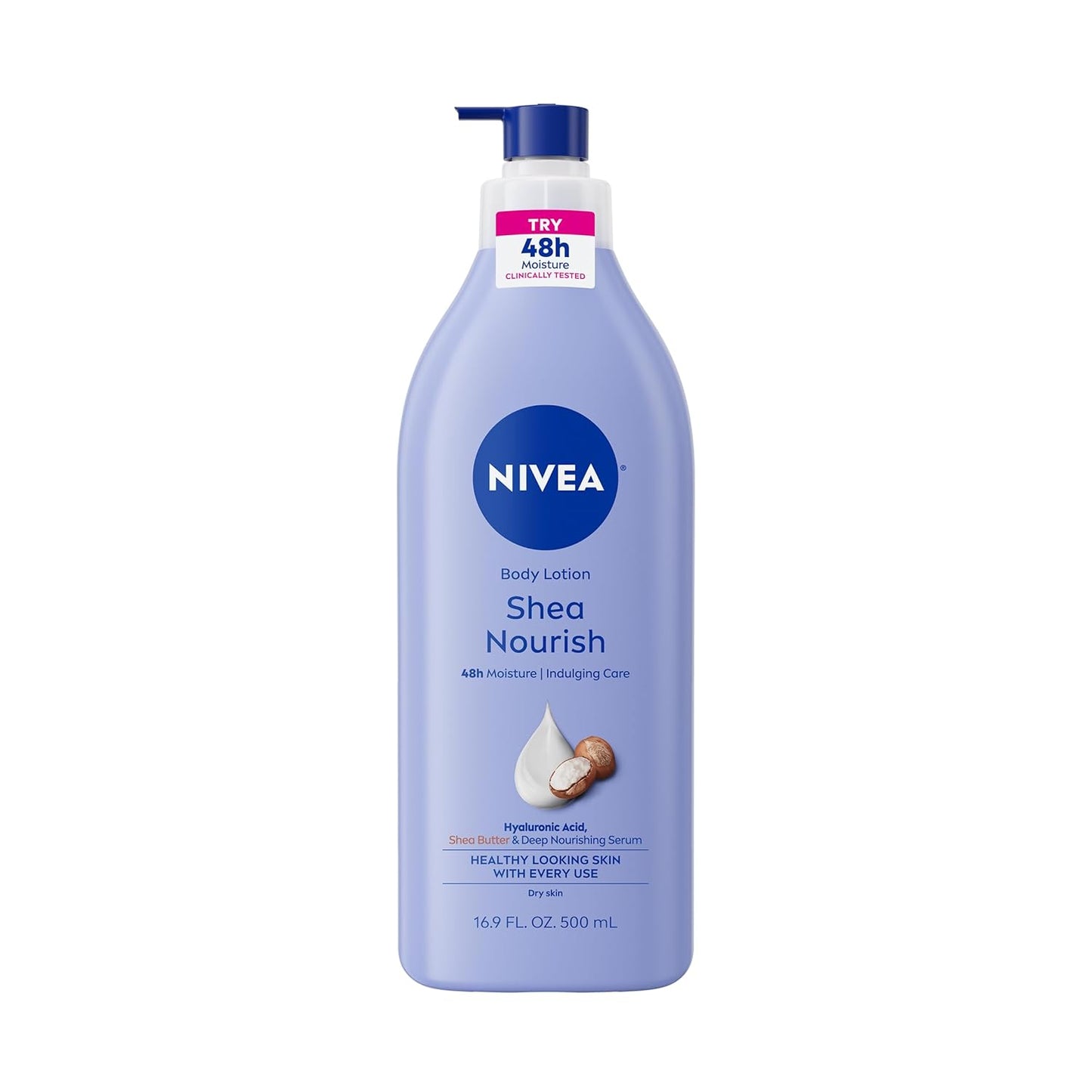 NIVEA Shea Nourish Body Lotion for Dry Skin with Hyaluronic Acid, Shea Butter and Deep Nourishing Serum, 48 - Hour Body Moisturizer, 16.9 Fl Oz Pump Bottle - 7DAY'S