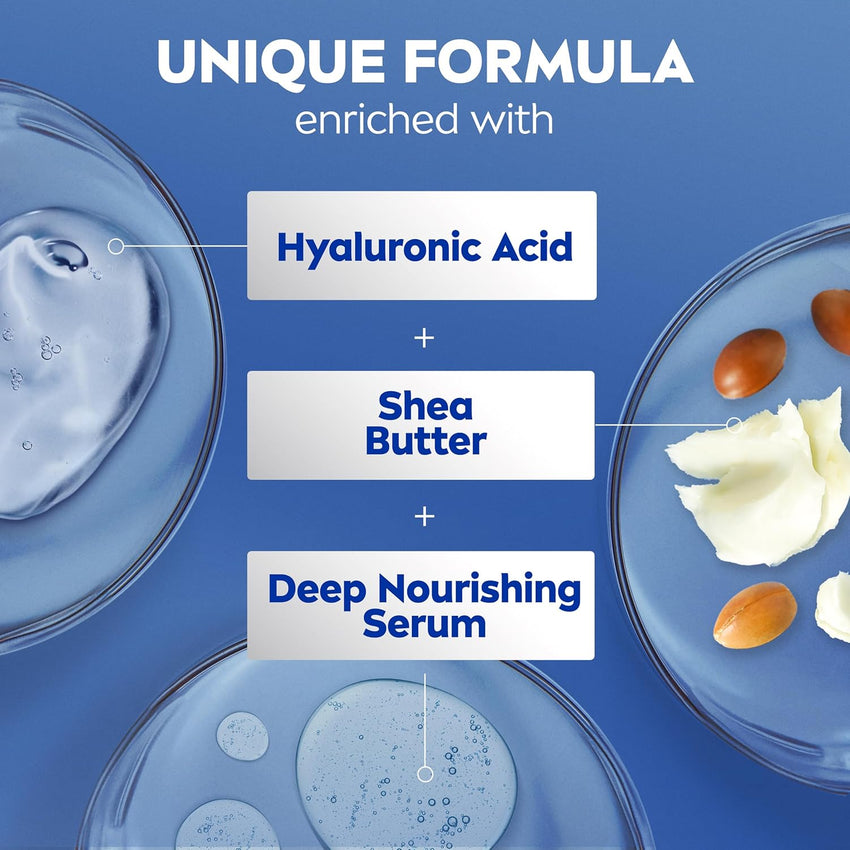 NIVEA Shea Nourish Body Lotion for Dry Skin with Hyaluronic Acid, Shea Butter and Deep Nourishing Serum, 48 - Hour Body Moisturizer, 16.9 Fl Oz Pump Bottle - 7DAY'S