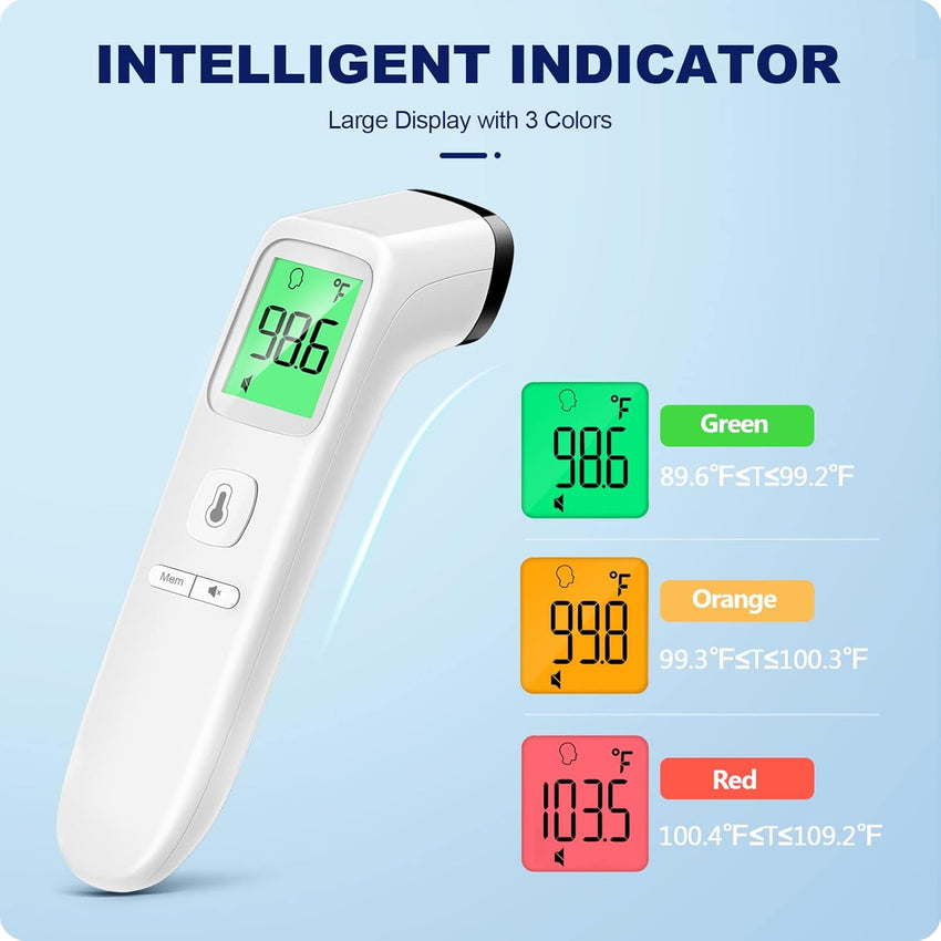 No - Touch Thermometer for Adults and Kids, Accurate Digital Baby Thermometer, Fever Alarm & Silent Mode, 2 in 1 Forehead & Object Mode - 7DAY'S
