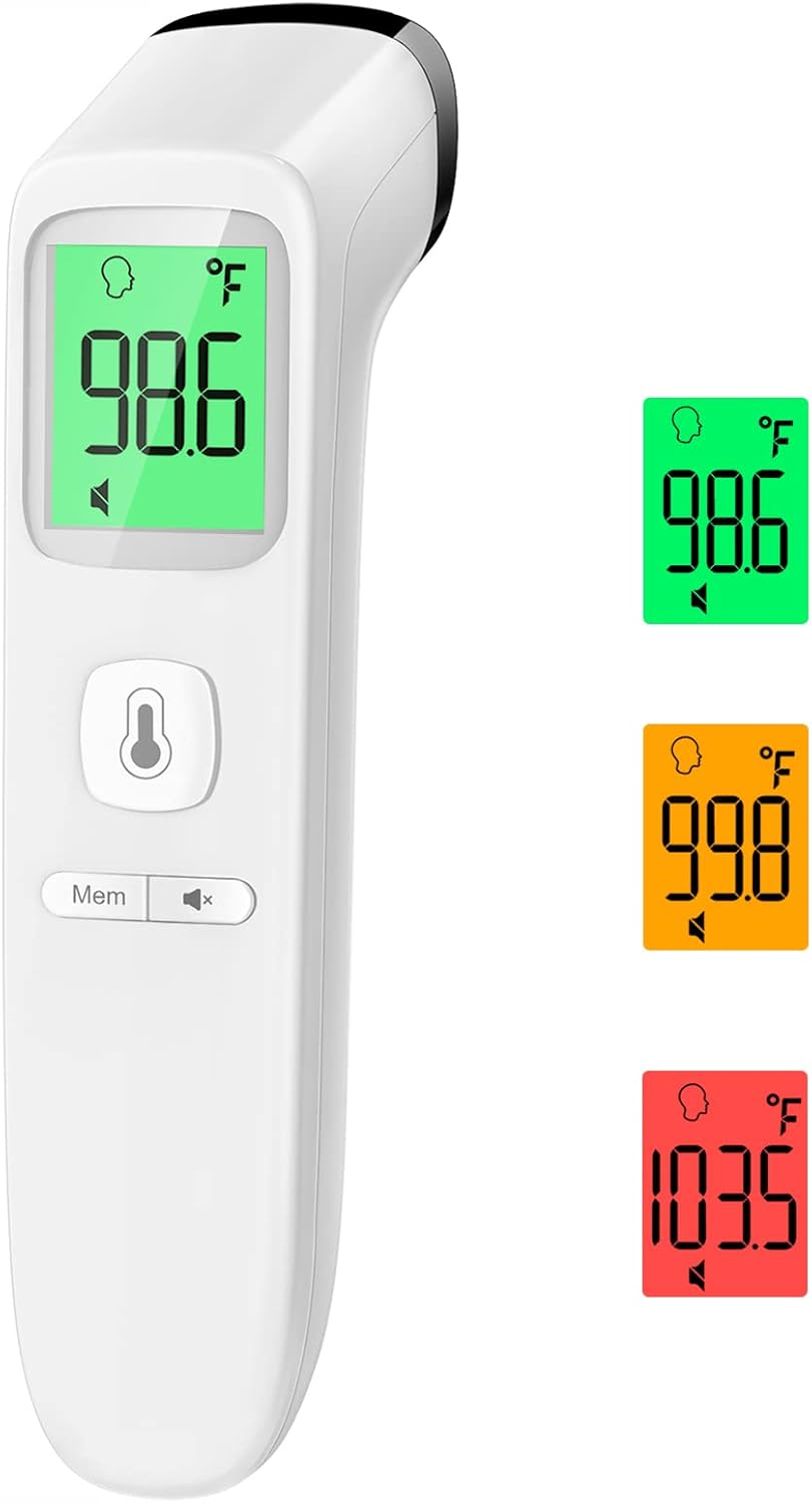 No - Touch Thermometer for Adults and Kids, Accurate Digital Baby Thermometer, Fever Alarm & Silent Mode, 2 in 1 Forehead & Object Mode - 7DAY'S