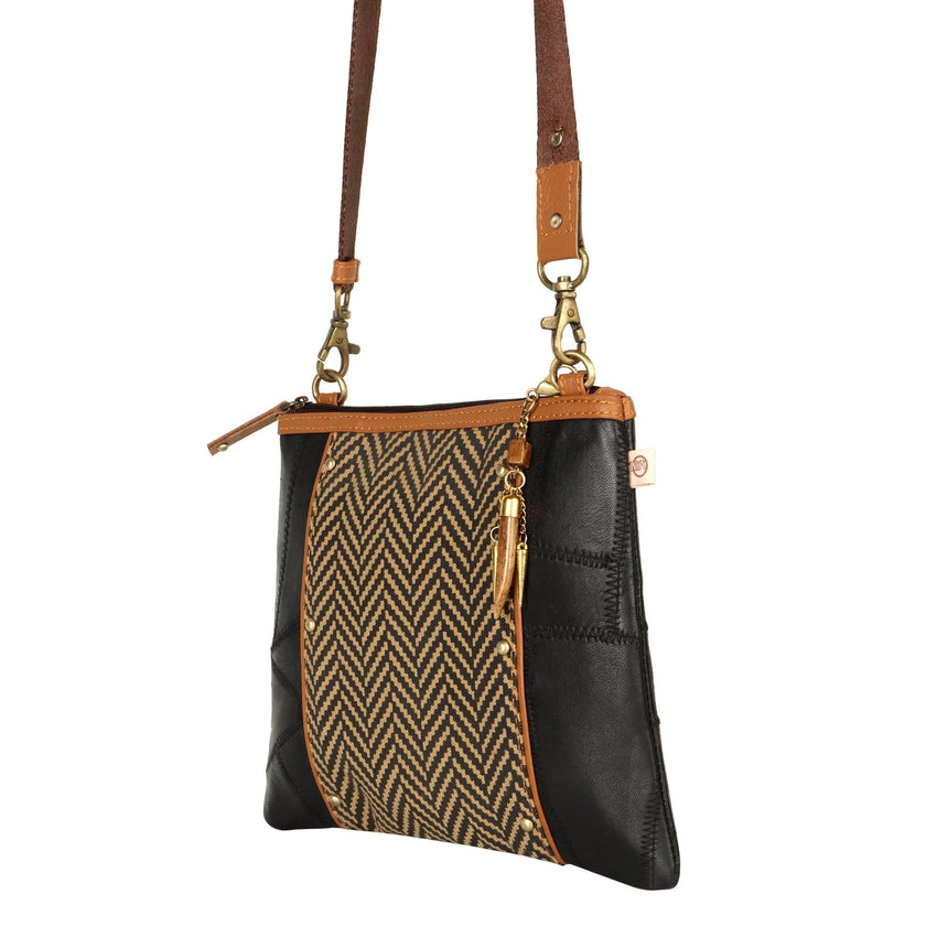 Noa Angled Crossbody Bag - Herringbone - 7DAY'S