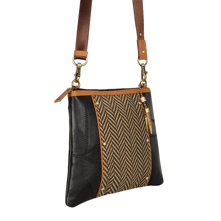 Noa Angled Crossbody Bag - Herringbone - 7DAY'S