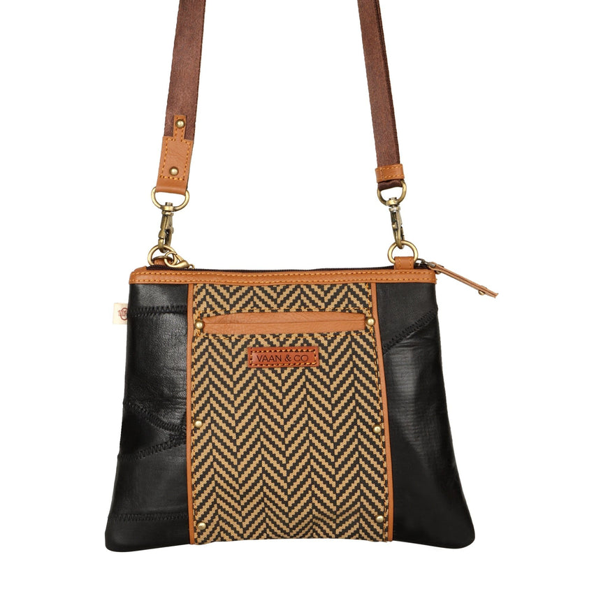 Noa Angled Crossbody Bag - Herringbone - 7DAY'S