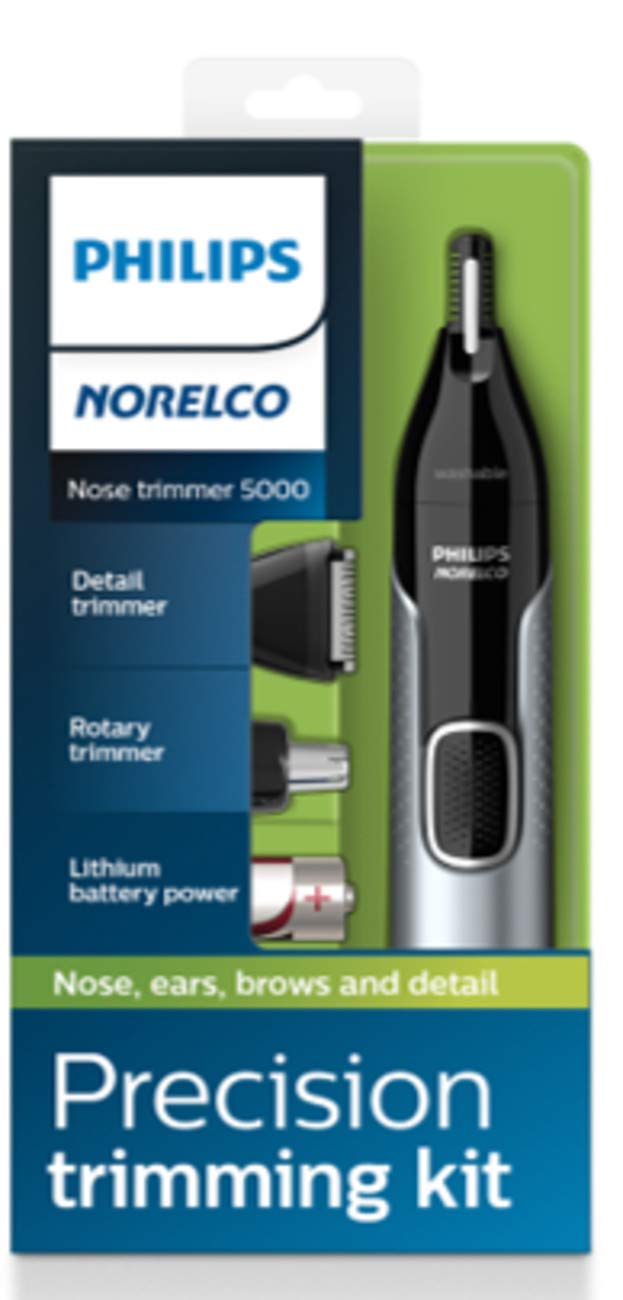 Norelco Philips Nose Trimmer 5000, for Nose, Ears, Eyebrows, Black and Silver, NT5600/42 - 7DAY'S