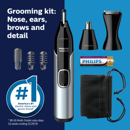 Norelco Philips Nose Trimmer 5000, for Nose, Ears, Eyebrows, Black and Silver, NT5600/42 - 7DAY'S