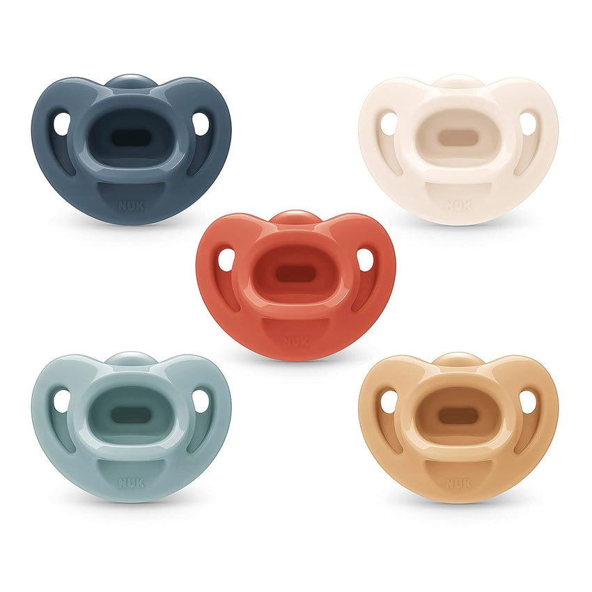 NUK Timeless Comfy Pacifier | 100% Silicone, One - Piece Design | BPA - Free, Gentle on Baby’s Skin | 5 - Pack, for 0 - 6M - 7DAY'S