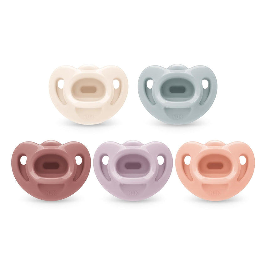 NUK Timeless Comfy Pacifier | 100% Silicone, One - Piece Design | BPA - Free, Gentle on Baby’s Skin | 5 - Pack, for 0 - 6M - 7DAY'S