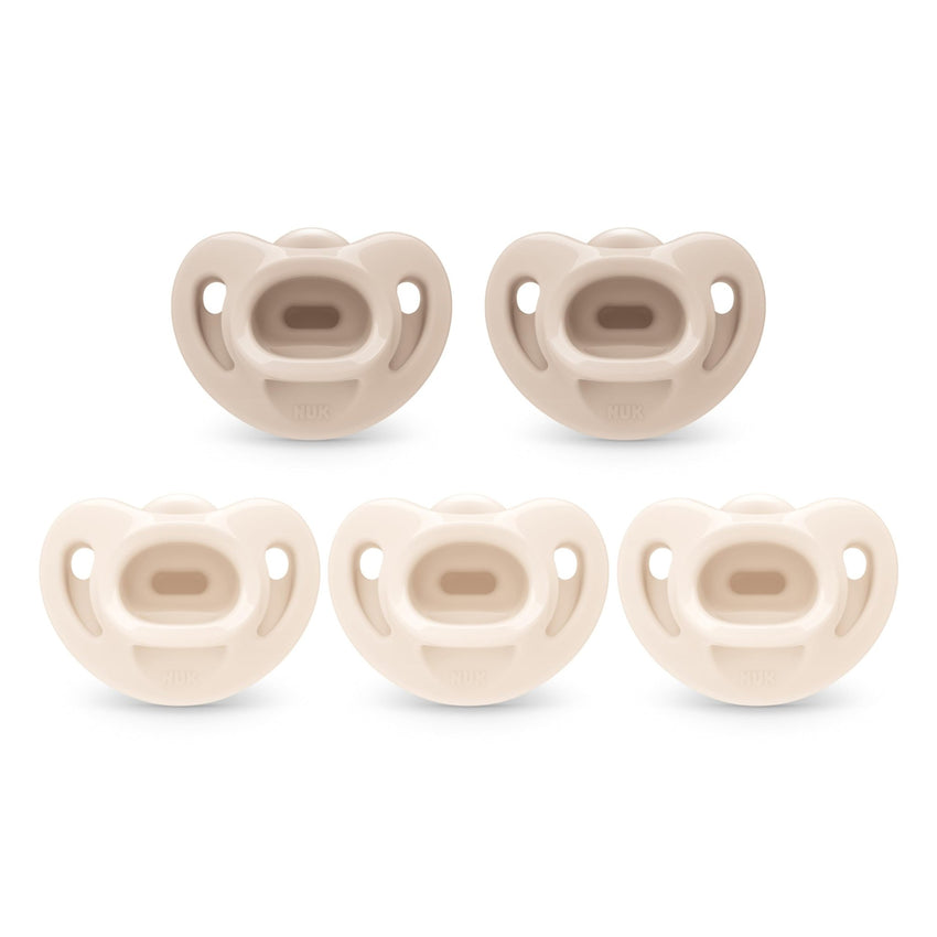 NUK Timeless Comfy Pacifier | 100% Silicone, One - Piece Design | BPA - Free, Gentle on Baby’s Skin | 5 - Pack, for 0 - 6M - 7DAY'S