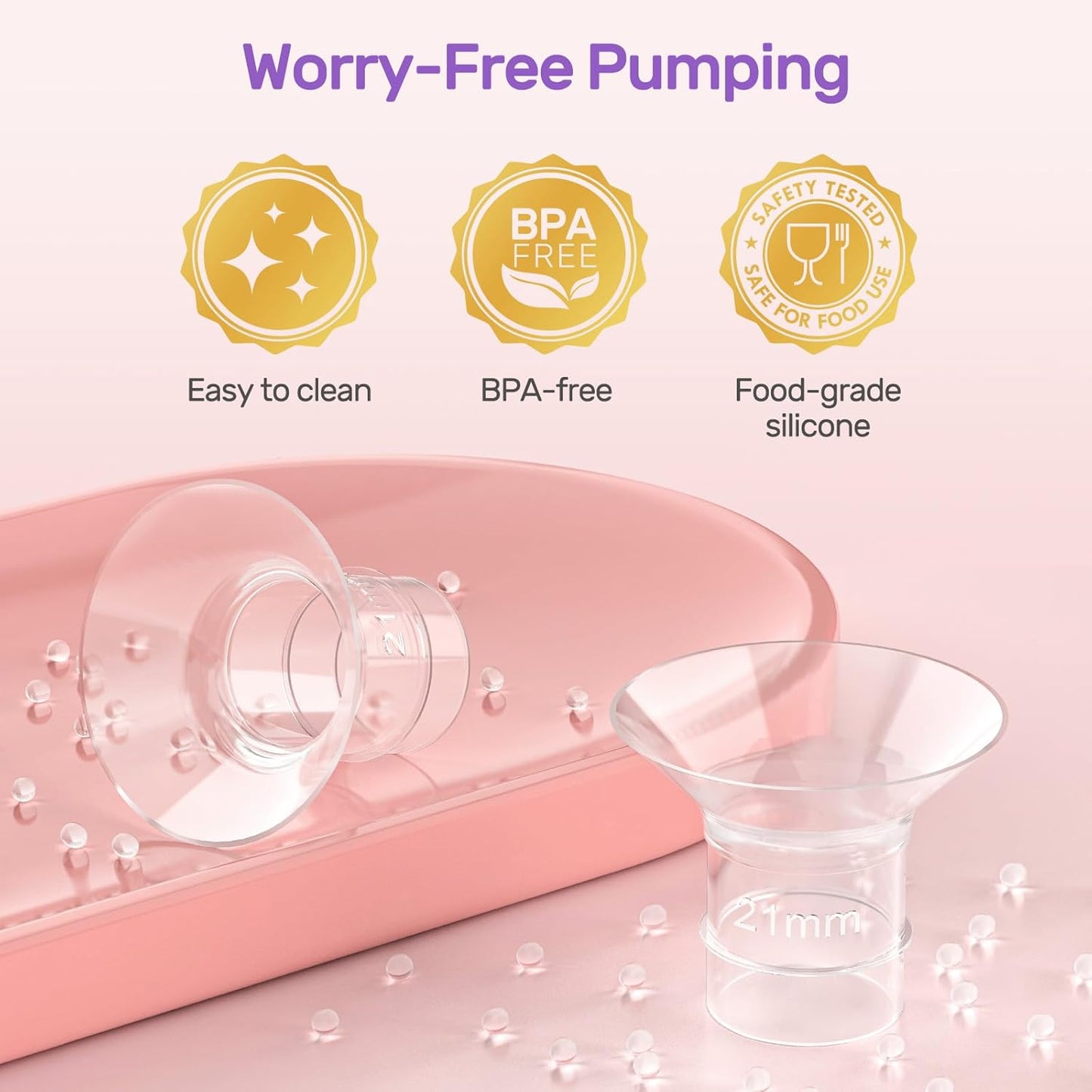 Nuliie 10PCS Flange Sizing Kit 13/15/17/19/21mm for 24mm Flange/Shield of Most Pumps, Silicone Flanges Insert for Momcozy/Spectra Electric Breast Pumps, Pumping Essential Kit for Moms - 7DAY'S