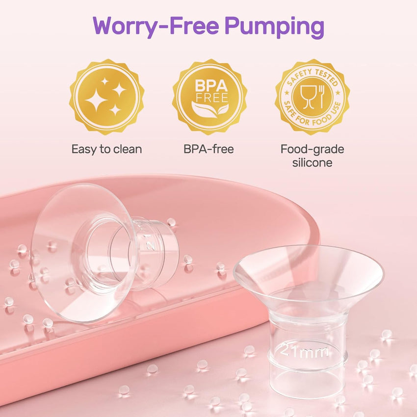 Nuliie 10PCS Flange Sizing Kit 13/15/17/19/21mm for 24mm Flange/Shield of Most Pumps, Silicone Flanges Insert for Momcozy/Spectra Electric Breast Pumps, Pumping Essential Kit for Moms - 7DAY'S
