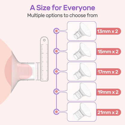 Nuliie 10PCS Flange Sizing Kit 13/15/17/19/21mm for 24mm Flange/Shield of Most Pumps, Silicone Flanges Insert for Momcozy/Spectra Electric Breast Pumps, Pumping Essential Kit for Moms - 7DAY'S