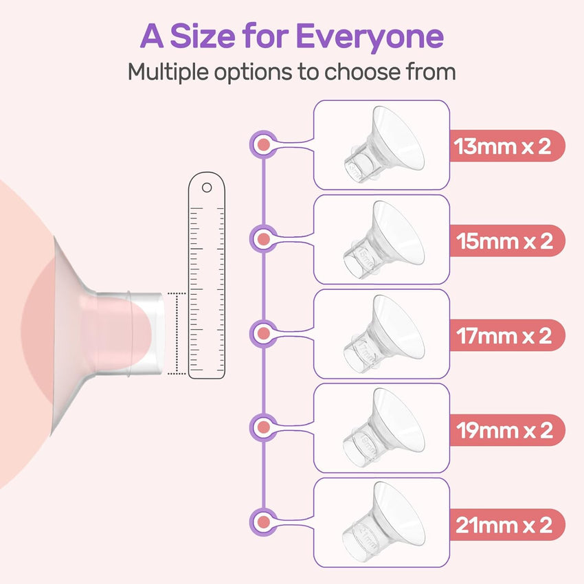 Nuliie 10PCS Flange Sizing Kit 13/15/17/19/21mm for 24mm Flange/Shield of Most Pumps, Silicone Flanges Insert for Momcozy/Spectra Electric Breast Pumps, Pumping Essential Kit for Moms - 7DAY'S