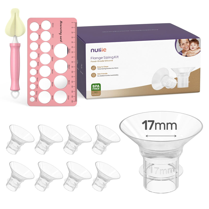 Nuliie 10PCS Flange Sizing Kit 13/15/17/19/21mm for 24mm Flange/Shield of Most Pumps, Silicone Flanges Insert for Momcozy/Spectra Electric Breast Pumps, Pumping Essential Kit for Moms - 7DAY'S