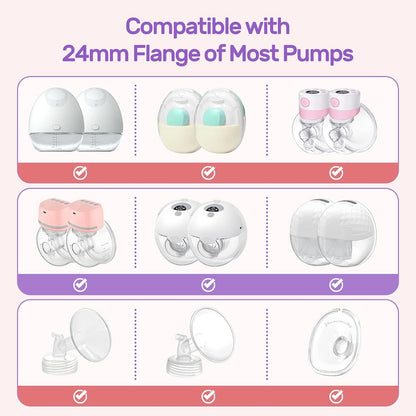 Nuliie 10PCS Flange Sizing Kit 13/15/17/19/21mm for 24mm Flange/Shield of Most Pumps, Silicone Flanges Insert for Momcozy/Spectra Electric Breast Pumps, Pumping Essential Kit for Moms - 7DAY'S