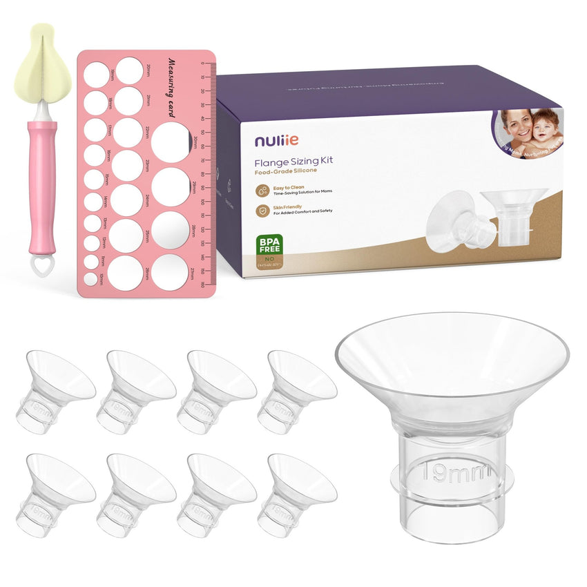 Nuliie 10PCS Flange Sizing Kit 13/15/17/19/21mm for 24mm Flange/Shield of Most Pumps, Silicone Flanges Insert for Momcozy/Spectra Electric Breast Pumps, Pumping Essential Kit for Moms - 7DAY'S