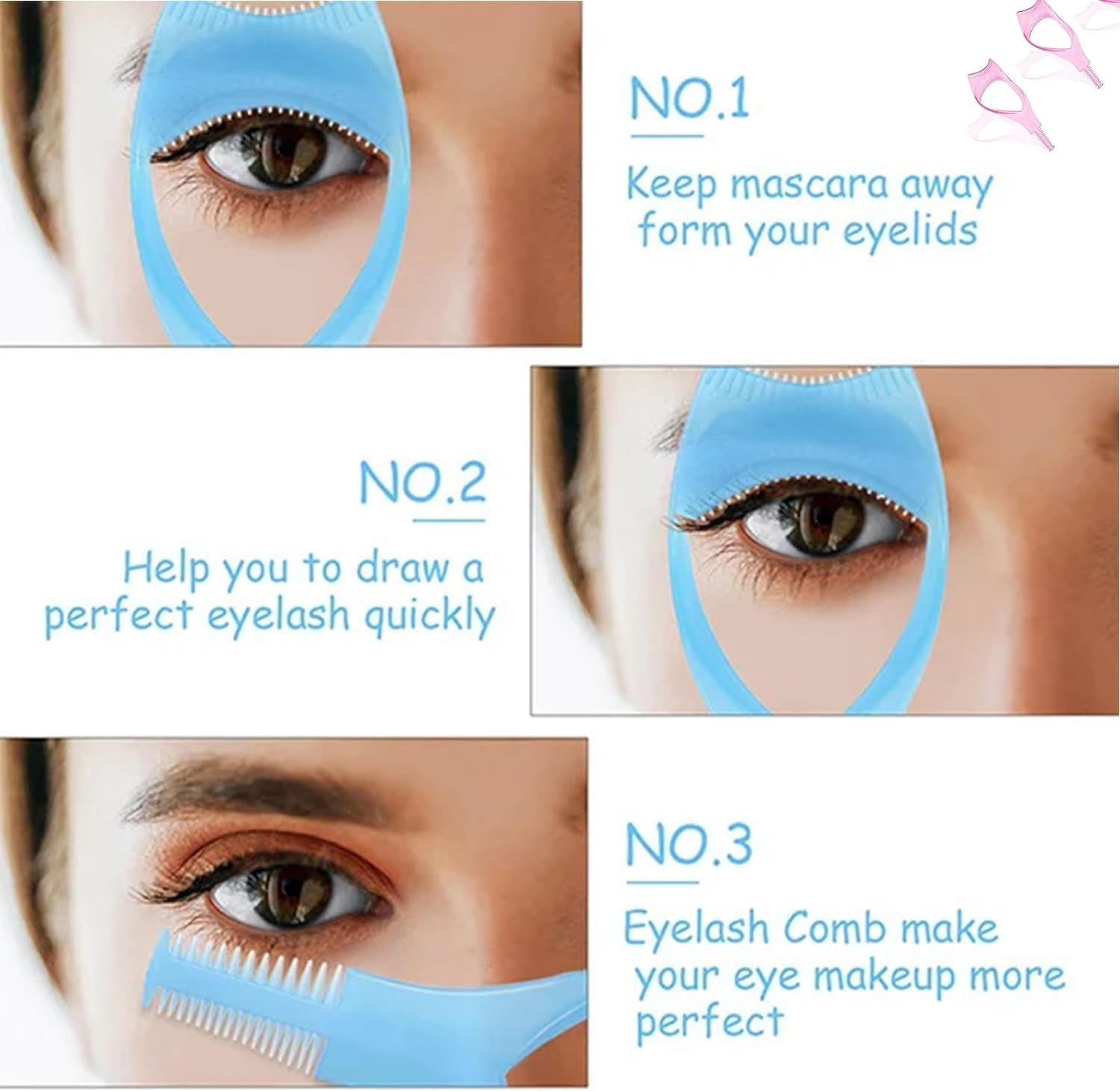 Nyovia - Nyovia Eyelash,Blosaecwrd MascaraShield Applicator Guard,Eye Lash Shield for Applying Mascara,3 in 1 Mascara Shield Applicator Guard Eyelash,3in1 Eyelashes Tools - 7DAY'S