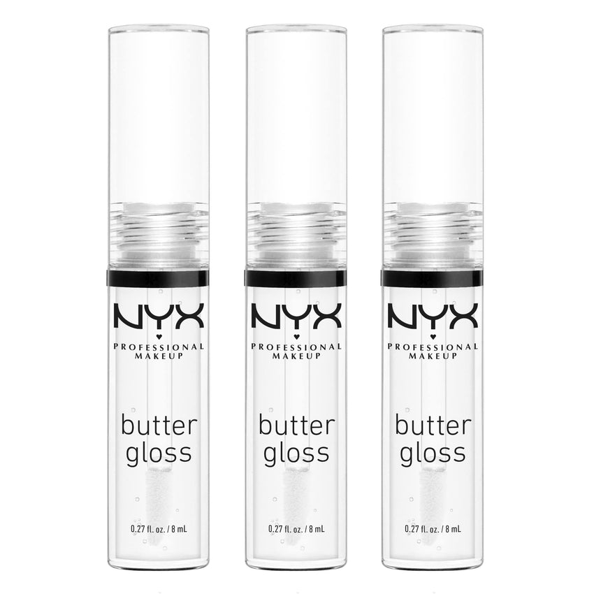 NYX PROFESSIONAL MAKEUP Butter Gloss, Non - Sticky Lip Gloss - Sugar Glass ,Clear - 7DAY'S