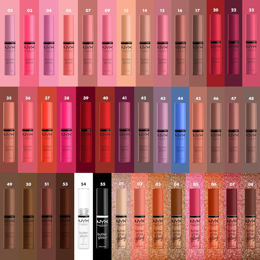 NYX PROFESSIONAL MAKEUP Butter Gloss, Non - Sticky Lip Gloss - Sugar Glass ,Clear - 7DAY'S