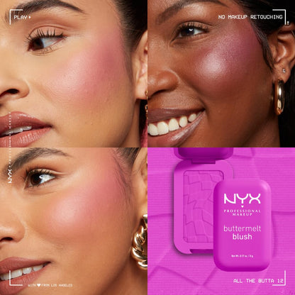 NYX PROFESSIONAL MAKEUP Buttermelt Powder Blush, Fade and Transfer - Resistant Blush, Up to 12HR Make Up Wear, Vegan Formula - Butta Together - 7DAY'S